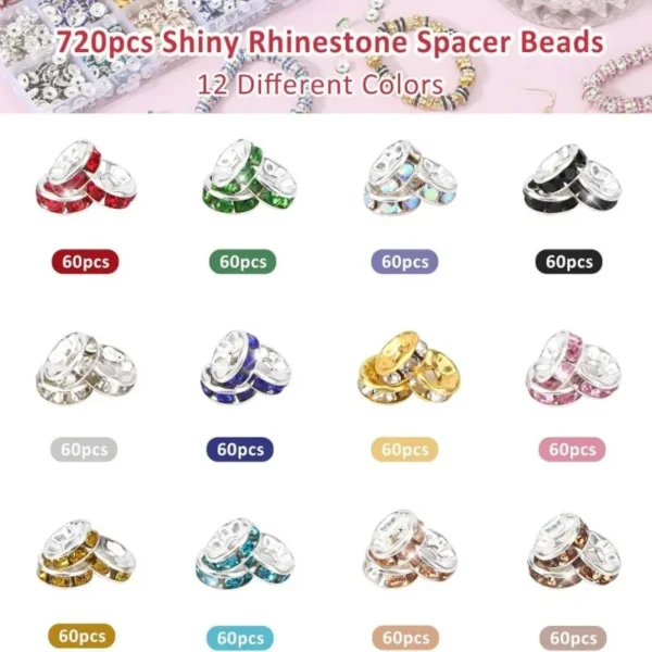 Jewelry Making Kits: 720pcs Diamond Spacer Beads - Image 3