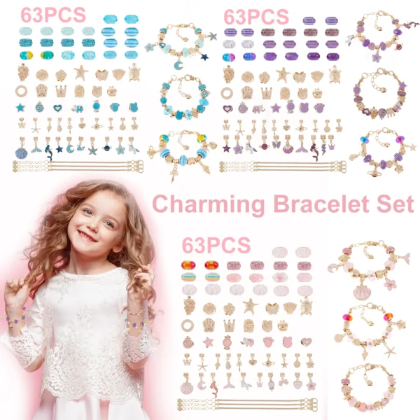 Jewelry Making Kits: 63Pcs Charms & Clay Beads Set