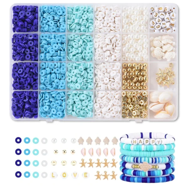 Jewelry Making Kits: 6000 Blue Clay Beads for Bracelets