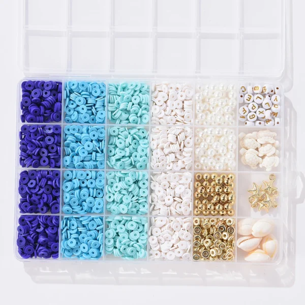 Jewelry Making Kits: 6000 Blue Clay Beads for Bracelets - Image 6