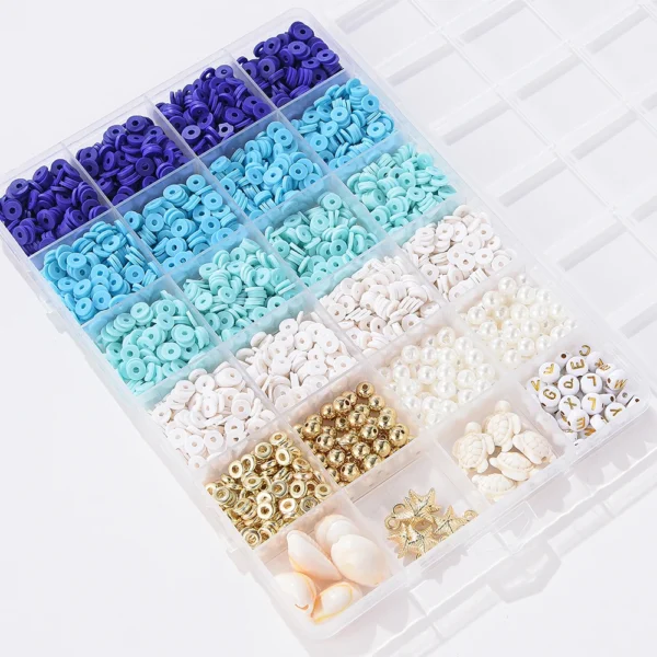 Jewelry Making Kits: 6000 Blue Clay Beads for Bracelets - Image 4