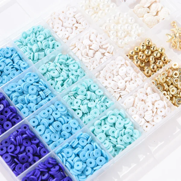 Jewelry Making Kits: 6000 Blue Clay Beads for Bracelets - Image 3