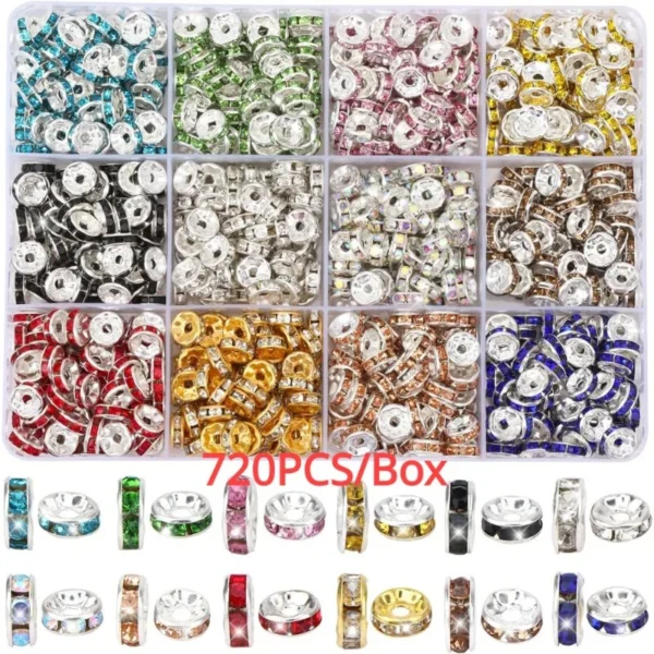 Jewelry Making Kits: 720pcs Diamond Spacer Beads