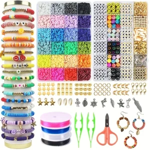 2 Box Rainbow Clay Beads Bracelet Making Kit With Letter Beads