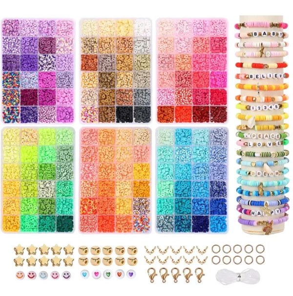 Jewelry Making Kits: 2400pcs Clay Beads for Bracelets
