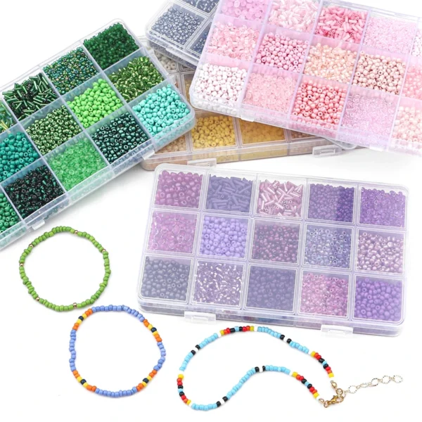 Jewelry Making Kits with 15 Colors Glass Beads
