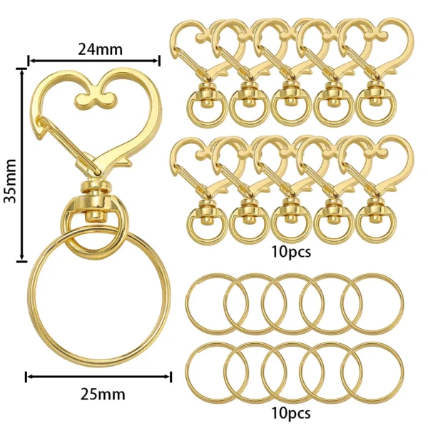 Jewelry Making Kits - 20pcs Heart Lobster Clasp Hooks - Image 2