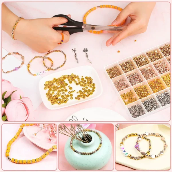 Jewelry Making Kits: 2160pcs Golden Spacer Beads Set - Image 4